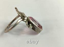 Bague en argent sterling russe soviétique vintage 875 URSS bijou féminin avec pierre