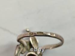 Bague en argent sterling russe soviétique vintage 875 URSS bijou féminin avec pierre