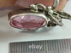 Bague en argent sterling russe soviétique vintage 875 URSS bijou féminin avec pierre