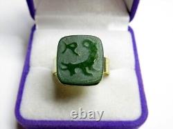 Bague en argent sterling russe soviétique vintage 875 avec jade URSS, bijoux pour femmes 9