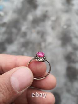 Bague en argent sterling russe soviétique vintage 875 avec rubis URSS, bijoux pour femmes taille 9