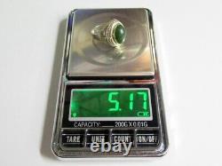 Bague en argent sterling soviétique russe vintage 875 avec jade URSS, bijoux pour femmes taille 6.5
