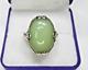 Bague En Argent Sterling Soviétique Russe Vintage 875 Avec Jade, Urss, Bijoux Pour Femmes Taille 8.5