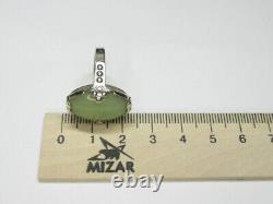 Bague en argent sterling soviétique russe vintage 875 avec jade, URSS, bijoux pour femmes taille 8.5
