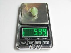 Bague en argent sterling soviétique russe vintage 875 avec jade, URSS, bijoux pour femmes taille 8.5
