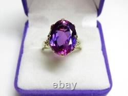 Bague en argent sterling soviétique russe vintage 875 avec saphir, bijoux pour femmes taille 9