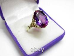 Bague en argent sterling soviétique russe vintage 875 avec saphir, bijoux pour femmes taille 9