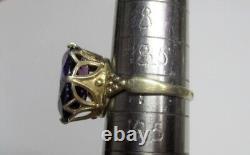 Bague en argent sterling soviétique russe vintage 875 avec saphir, bijoux pour femmes taille 9