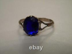 Bague soviétique vintage en argent sterling russe 875 avec pierre de saphir taille 9 URSS