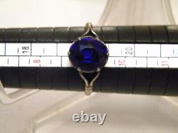 Bague soviétique vintage en argent sterling russe 875 avec pierre de saphir taille 9 URSS