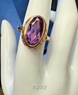 Bague vintage rétro classique Bijoux russes de l'ère soviétique vintage URSS Or rose 14 carats 583