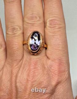 Bague vintage rétro classique Bijoux russes de l'ère soviétique vintage URSS Or rose 14 carats 583