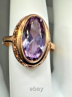 Bague vintage rétro classique Bijoux russes de l'ère soviétique vintage URSS Or rose 14 carats 583