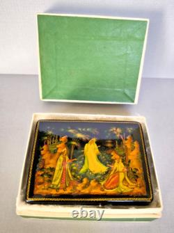 Boîte en laque palekh russe vintage URSS 1988 #2136 signée