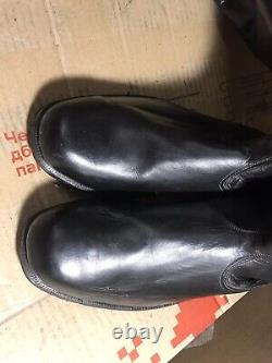 Bottes d'officier de l'Armée rouge soviétique, en cuir chromé, TAILLE RARE 47 ! URSS