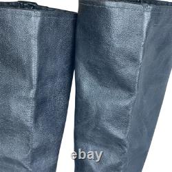 Bottes militaires vintage soviétiques russes pour hommes taille 9 en cuir noir