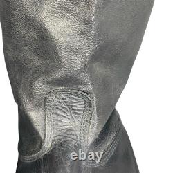 Bottes militaires vintage soviétiques russes pour hommes taille 9 en cuir noir
