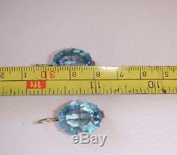 Boucles D'oreilles Azur Blu Stones En Argent Sterling 925 Star Soviétique De Russie Vintage
