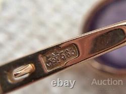 Boucles D'oreilles Vintage Or 583 14k Soviet Alexandrite Bijouterie Femmes Russe 4.15 Gr