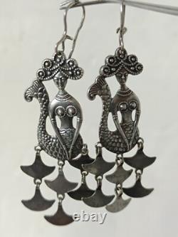 Boucles d'oreilles URSS argent 875 soviétique russe ancien accessoires vintage