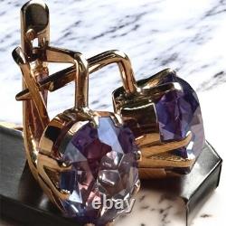 Boucles d'oreilles anciennes Or 583 14K Bijoux Alexandrite Femme Russe URSS Rare Ancien