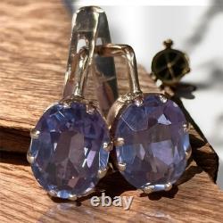 Boucles d'oreilles anciennes Or 583 14K Bijoux Alexandrite Femme Russe URSS Rare Ancien