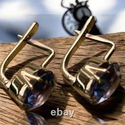 Boucles d'oreilles anciennes Or 583 14K Bijoux Alexandrite Femme Russe URSS Rare Ancien