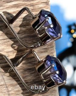 Boucles d'oreilles anciennes Or 583 14K Bijoux Alexandrite Femme Russe URSS Rare Ancien