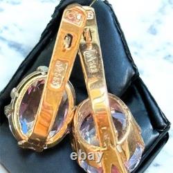Boucles d'oreilles anciennes Or 583 14K Bijoux Alexandrite Femme Russe URSS Rare Ancien