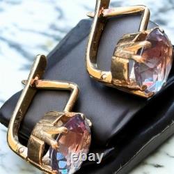 Boucles d'oreilles anciennes Or 583 14K Bijoux Alexandrite Femme Russe URSS Rare Ancien