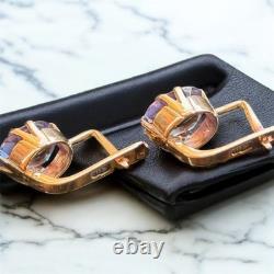 Boucles d'oreilles anciennes Or 583 14K Bijoux Alexandrite Femme Russe URSS Rare Ancien