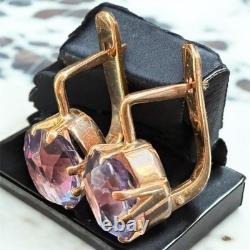 Boucles d'oreilles anciennes Or 583 14K Bijoux Alexandrite Femme Russe URSS Rare Ancien
