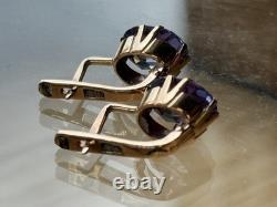 Boucles d'oreilles anciennes Or 583 14K Bijoux Alexandrite Femme Russe URSS Rare Ancien