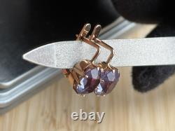 Boucles d'oreilles anciennes Or 583 14K Bijoux Alexandrite Femme Russe URSS Rare Ancien