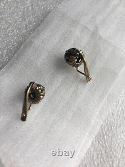 Boucles d'oreilles en argent 875 russe soviétique topaze vintage rare ancien antiquité