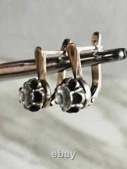 Boucles d'oreilles en fianites argent 22 carats 925 URSS Vintage cadeau russe soviétique 219