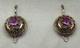 Boucles D'oreilles Originales Vintage En Or Rose 583 14k De L'urss Soviétique Russe Avec Pierre De Corindon