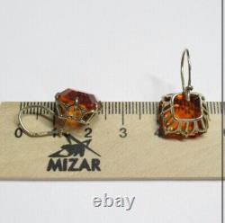 Boucles d'oreilles soviétiques russes vintage en argent sterling 875, bijoux pour femmes 4,85g URSS