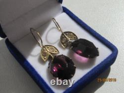 Boucles d'oreilles soviétiques russes vintage en argent sterling 875, bijoux pour femmes 6,90 g URSS