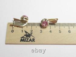 Boucles d'oreilles soviétiques vintage en argent sterling doré russe avec améthyste bijoux URSS