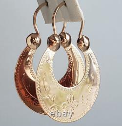 Boucles d'oreilles soviétiques vintage originales de l'URSS ''Sudarushki'' en or rose massif 583 14K 1968