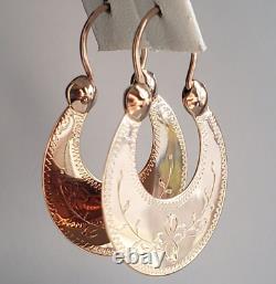 Boucles d'oreilles soviétiques vintage originales de l'URSS ''Sudarushki'' en or rose massif 583 14K 1968
