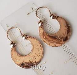 Boucles d'oreilles soviétiques vintage originales de l'URSS ''Sudarushki'' en or rose massif 583 14K 1968