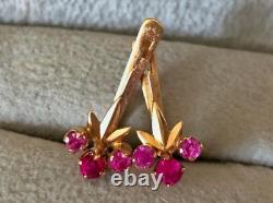 Boucles d'oreilles vintage Or 585 14K Bijoux en rubis pour femmes URSS russe soviétique Rare Ancien 20