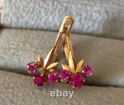 Boucles d'oreilles vintage Or 585 14K Bijoux en rubis pour femmes URSS russe soviétique Rare Ancien 20
