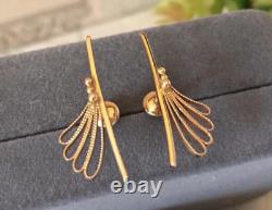 Boucles d'oreilles vintage en or 583 14K, bijoux pour femmes, vis soviétiques russes rares anciennes