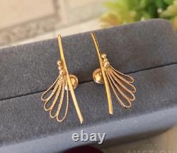 Boucles d'oreilles vintage en or 583 14K, bijoux pour femmes, vis soviétiques russes rares anciennes