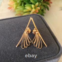 Boucles d'oreilles vintage en or 583 14K, bijoux pour femmes, vis soviétiques russes rares anciennes
