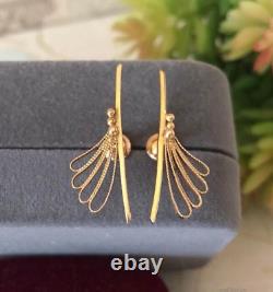 Boucles d'oreilles vintage en or 583 14K, bijoux pour femmes, vis soviétiques russes rares anciennes
