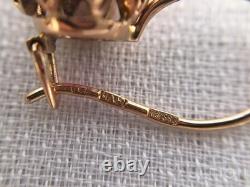 Boucles d'oreilles vintage or 583 rubis bijoux 14K femmes URSS russe soviétique rare ancien 20